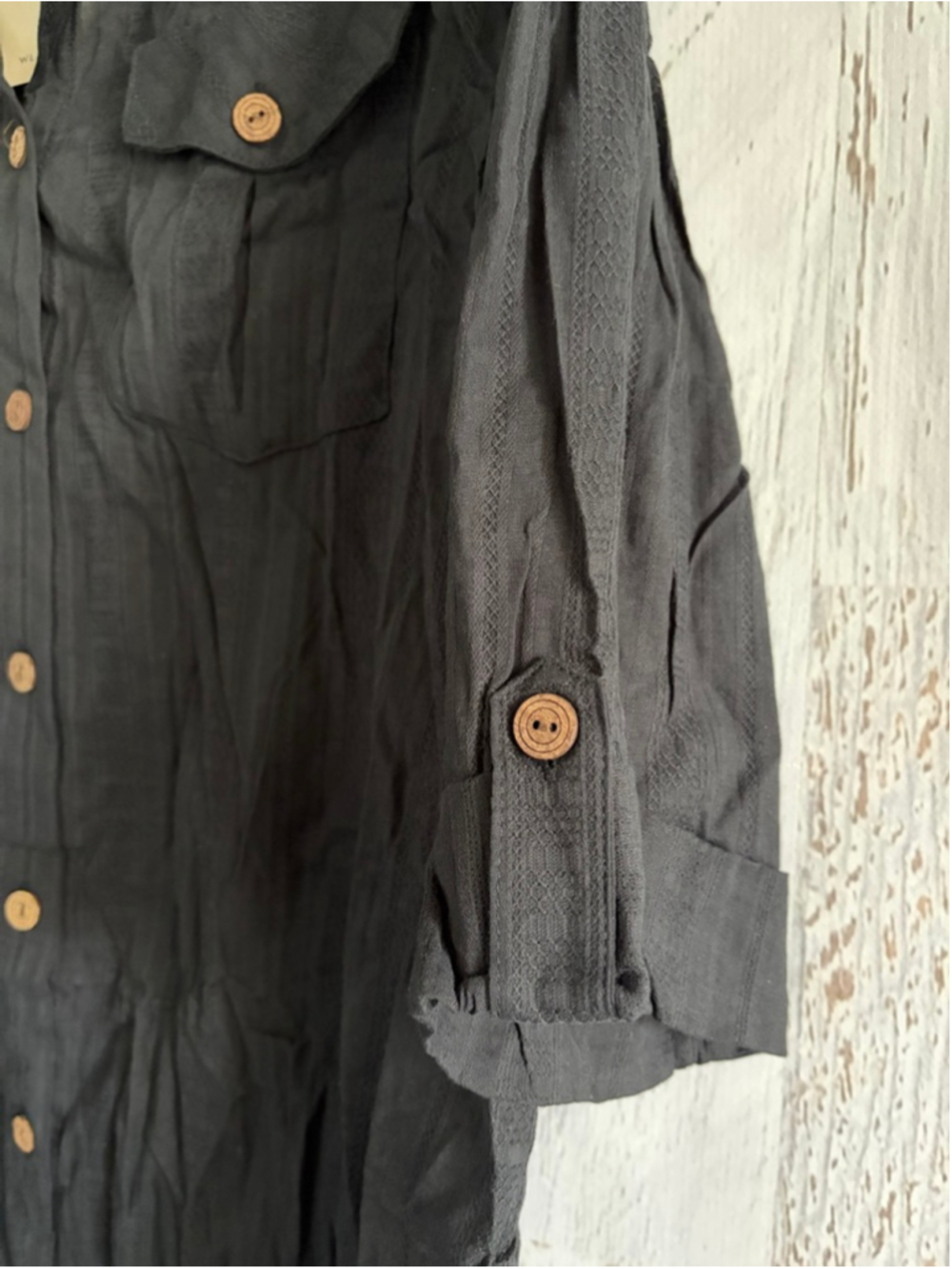 Women's Dotti Black Button Down Rolle Sleeve Shirt 1X - Picture 2 of 7